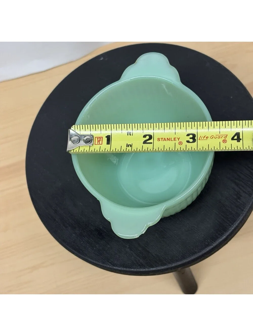 Fire King Jadeite Ribbed Jane Ray Sugar Bowl (No Lid) Anchor Hocking Green Glass